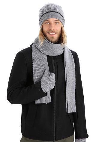 Gritstone Heather / Black Icebreaker Unisex Merino Waypoint Men's Scarves | AU 1066HAPK